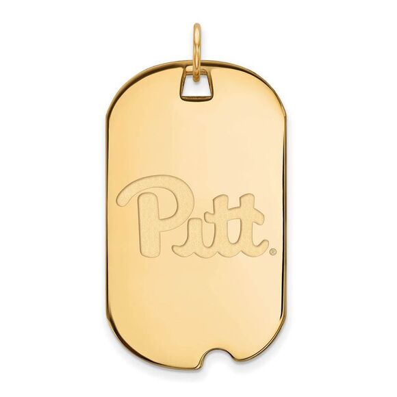 10k Yellow Gold U. of Pittsburgh Large Dog Tag Pendant